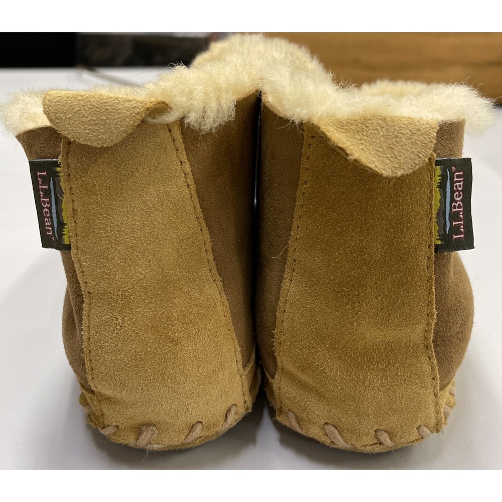 LL Bean Wicked Good Moccasins Suede Shearling Slippers Women's Size US 7 Medium - Picture 2 of 15